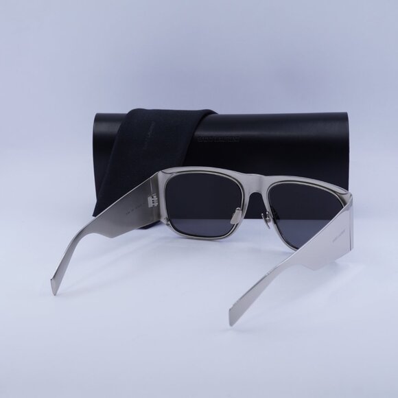 Saint Laurent SL636 002 Sunglasses Silver Square Frame, Grey Silver Lenses - Picture 10 of 10